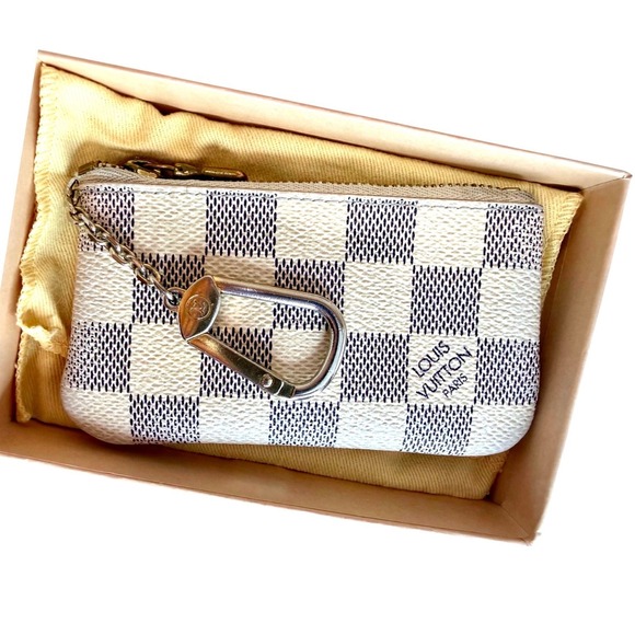 Louis Vuitton Accessories - Louis Vuitton Damier Azur Canvas Key Pouch Coin Purse Chain Charm Holder
